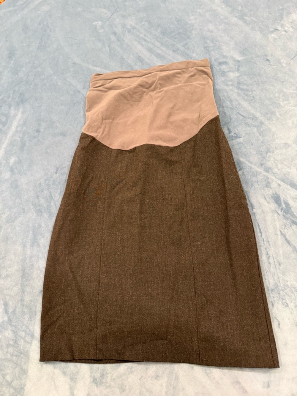 A Pea in the Pod Women's Maternity Pencil Knee Skirt XS Brown Polyester